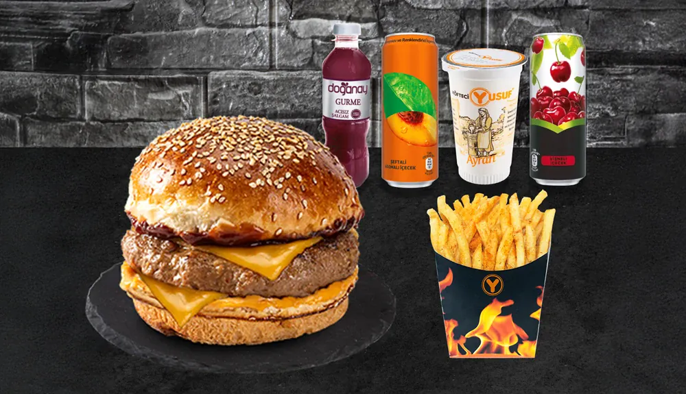 Patatesli Tek Köfte Burger Menü