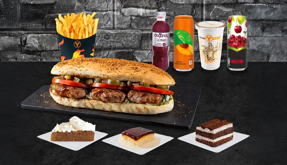 Dört Dörtlük Yarım Porsiyon Ekmek Arası Köfte Menü