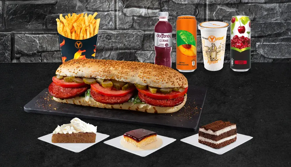 Dört Dörtlük Yarım Porsiyon Ekmek Arası Sucuk Menü